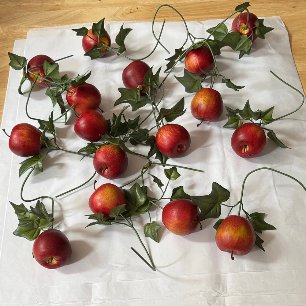 Festive Red Apple ornament real like can be added to Garland 15 count